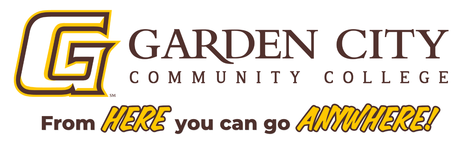 Garden City Community College logo and 'From HERE you can go ANYWHERE!' text